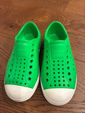Native Kids Green Slip-On Water Shoes with White Toe Caps